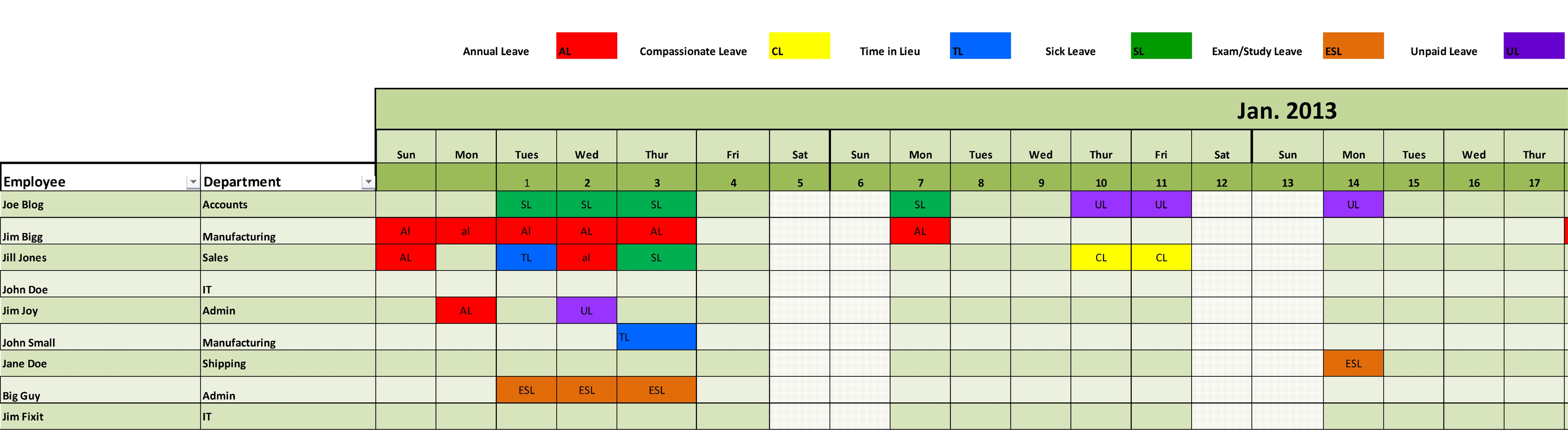 Annual Leave Schedule Template Free