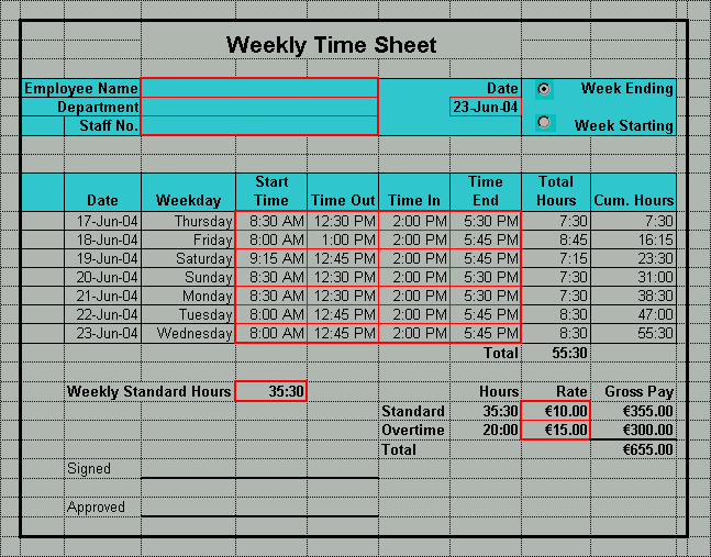 The second Timesheet Template The second Timesheet Template